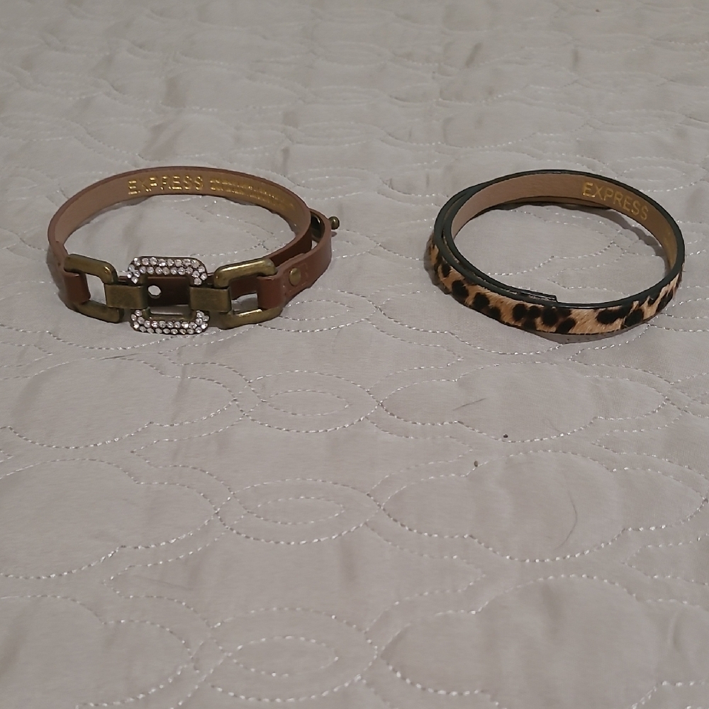 Express Gold and Brown Animal Print Bracelets Set